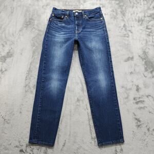 Levi’s Jeans Womens 28 Blue Premium Wedgie Button Fly Straight Leg Dark Wash
